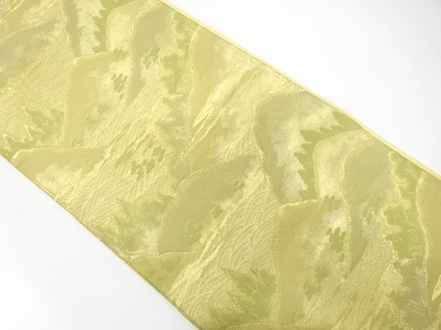 JAPANESE KIMONO / ANTIQUE FUKURO OBI / SILK / WOVEN MOUNTAINS & TRESS